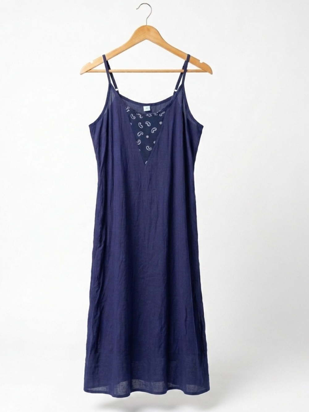 Indigo Blue Paisley Bandana Cami Midi Dress Small Boho Lagenlook